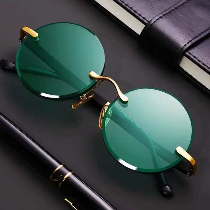 Lunettes de soleil rondes à lentille verte