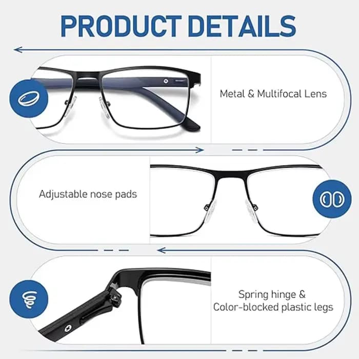 Lunettes de lecture progressives multifocales pour hommes