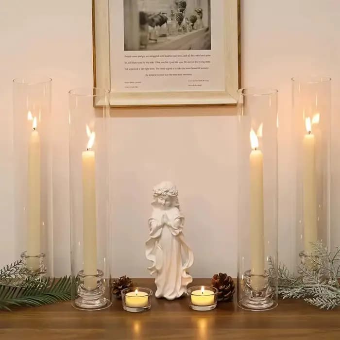 20 supports de bougies transparents, porte-bougie en verre hurricane, utilisés pour décorer le centre de la table à manger, mariage