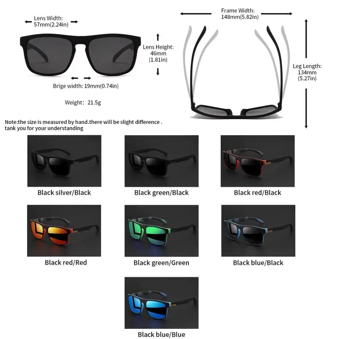 Lunettes de soleil de sport polarisées carrées classiques pour hommes