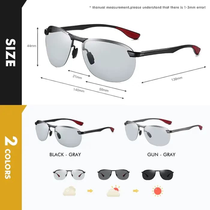 Marque Design photochromique lunettes De soleil polarisées hommes jour