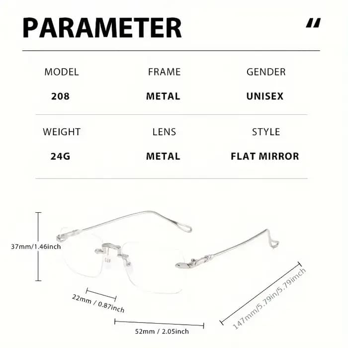 Lunettes rectangulaires sans monture pour femmes élégantes