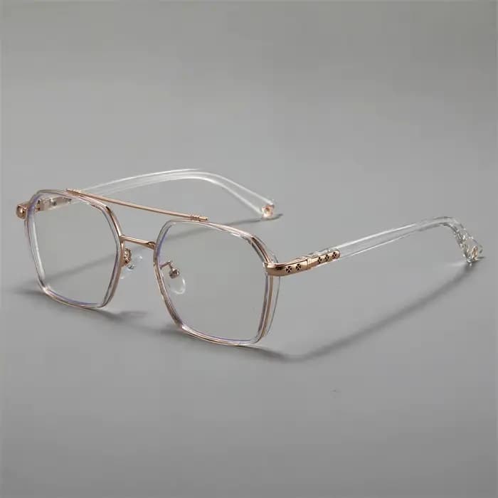 Lunettes de vue rétro à double pont avec verres transparents géométriques