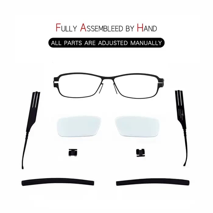 Allemagne marque concepteur sans vis lunettes hommes femmes lunettes optiques légères cadre carré avec lunettes de soleil polarisées à clipser
