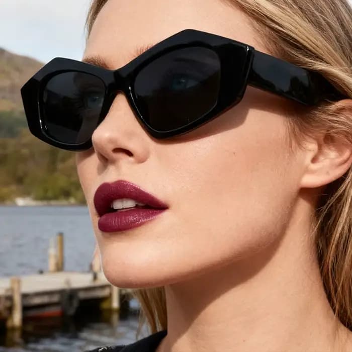 Lunettes de soleil à grande monture œil de chat