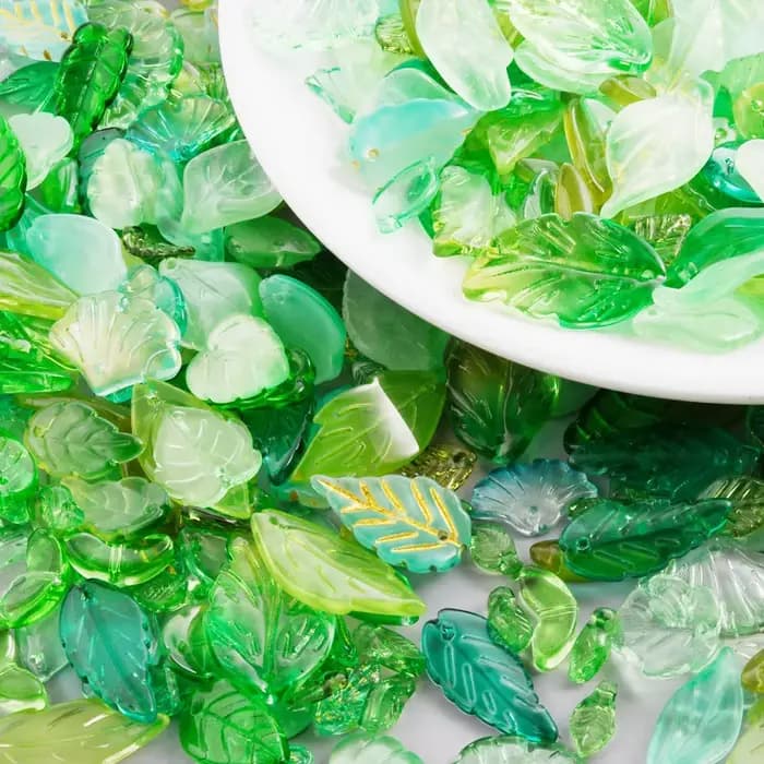 Mélange aléatoire de 30/50/100 pièces de perles de feuilles de verre, bricolage de colliers et Bracelets faits à la main, perles de feuilles, matériaux de fabrication de bijoux, accessoires en vrac