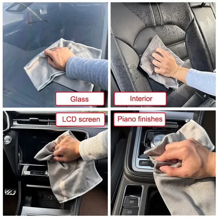 AUTOBRIGHT gris 40 cm x 40 cm 400GSM serviette de nettoyage de verre de haute qualité pour voitures ustensiles de cuisine fenêtres intérieures tissus électroniques