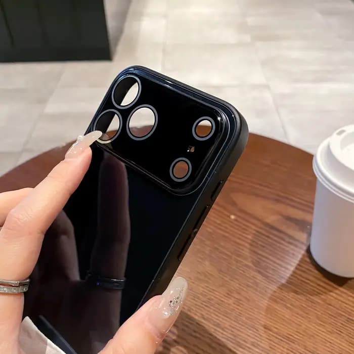 Coque de téléphone en verre pour iPhone 17 16 15 14 13 Pro Max 17Air, lentille en verre, Protection complète, cadre en TPU, couverture rigide antichoc brillante bonbon