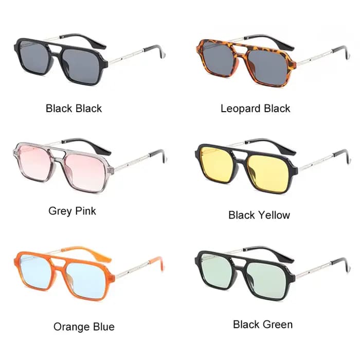 Lunettes de soleil rectangulaires rétro pour femmes et hommes