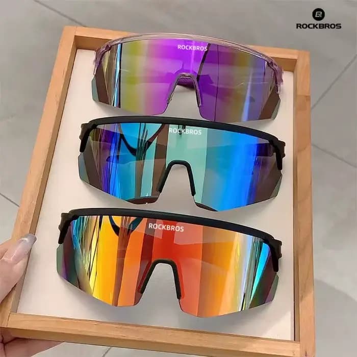 Lunettes de sport colorées et résistantes au vent ROCKBROS tout-en-un, lunettes de soleil anti-éblouissement pour sports de plein air, alpinisme et randonnée