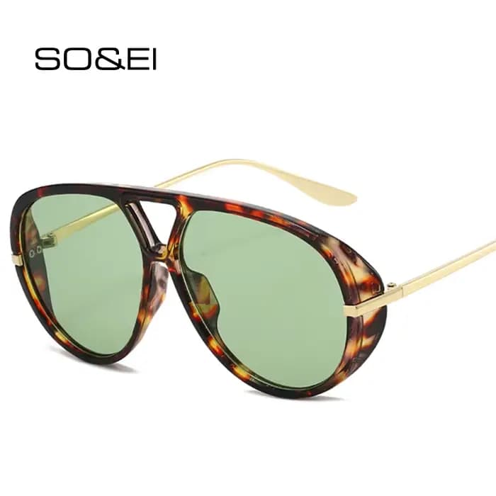 SO & EI Ins mode populaire Double ponts pilote femmes surdimensionné lunettes de soleil rétro couleur bonbon dégradé