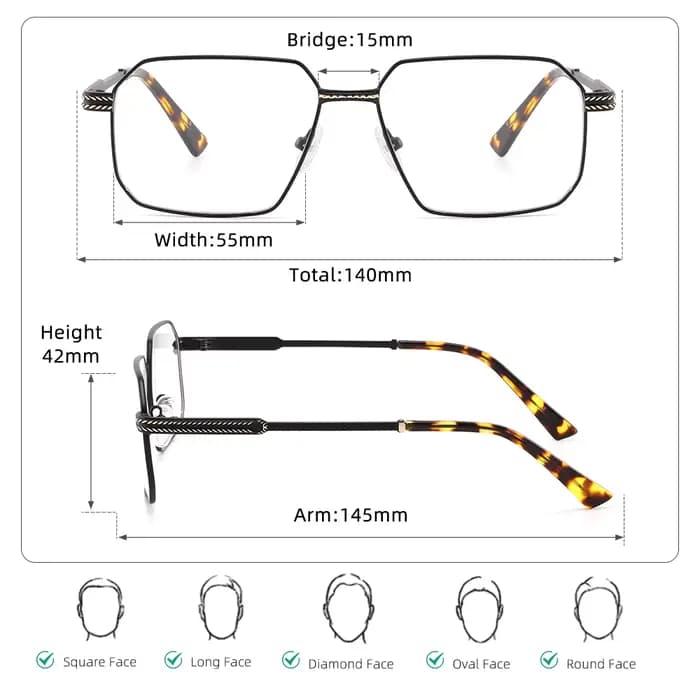 Lunettes de soleil optiques photochromiques pour hommes