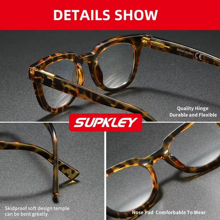 SUPKLEY Lunettes de lecture unisexes de haute qualité avec montures ovales