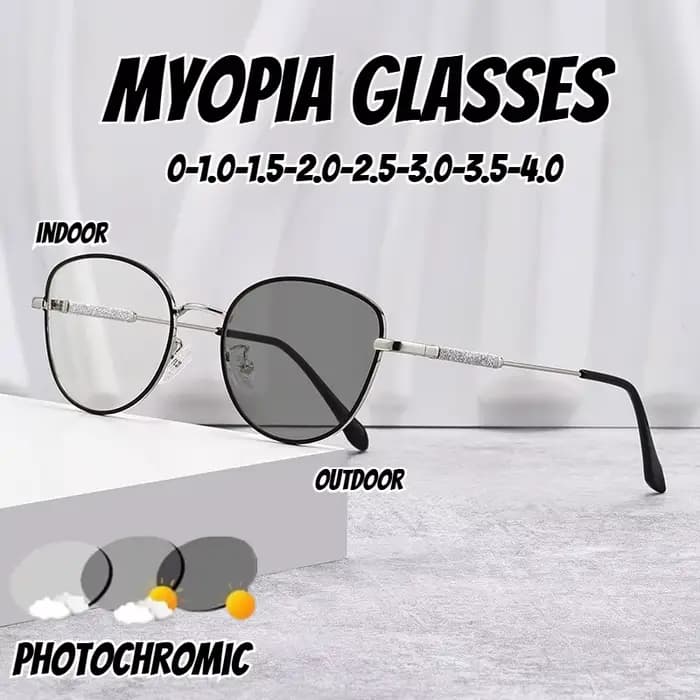 Lunettes de myopie photochromiques plein cadre œil de chat pour hommes et femmes