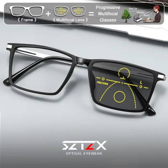 Lunettes de vue photochromiques légères à monture carrée SZTZX pour hommes