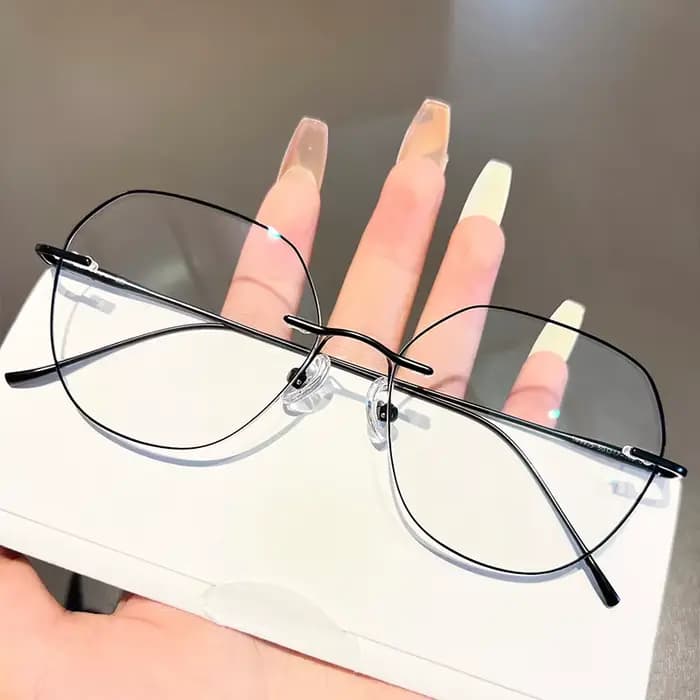 Lunettes Polygone Rétro Sans Monture en Titane Ultra Légères