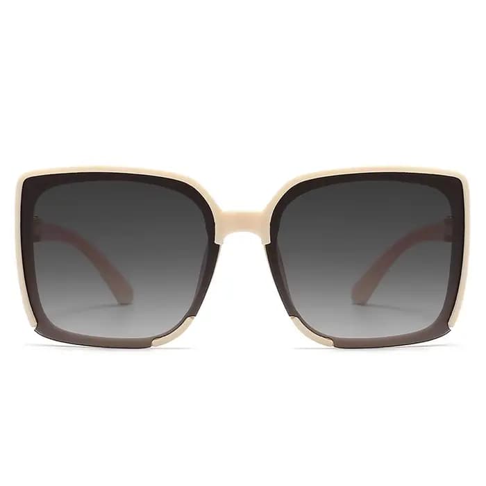 Nouvelles lunettes de soleil carrées élégantes de couleur beige à monture large
