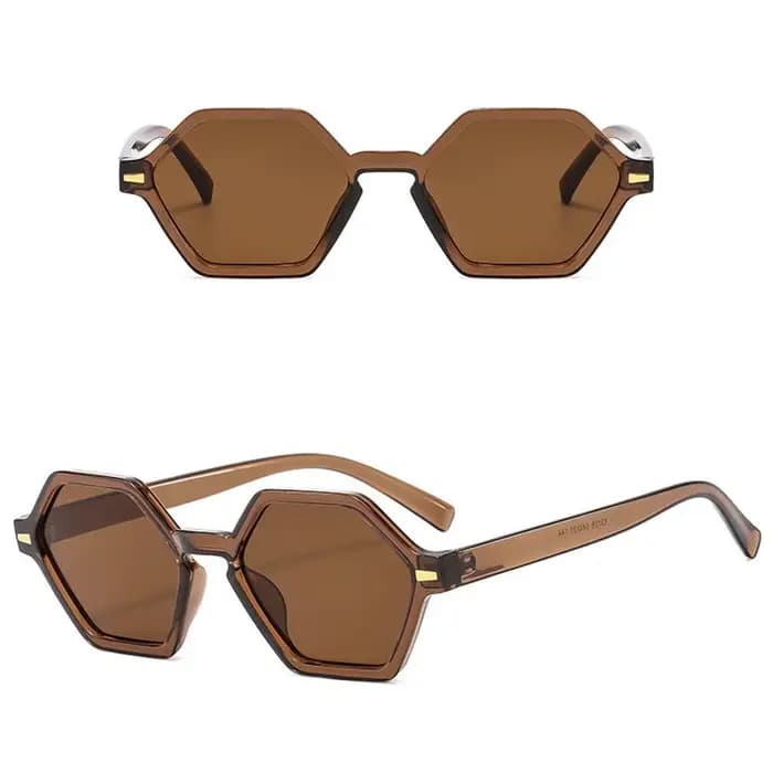 Lunettes de soleil hexagonales à petite monture