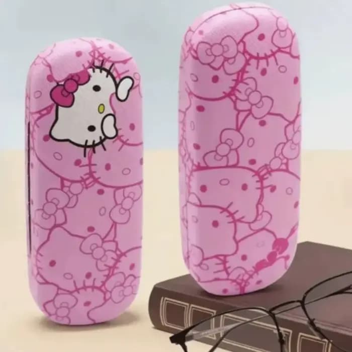 Étui à lunettes Hello Kitty et chiffon de nettoyage en microfibre douce, motif tête de chat rose, utilisé pour nettoyer et ranger les lunettes, les téléphones portables, 3 pièces