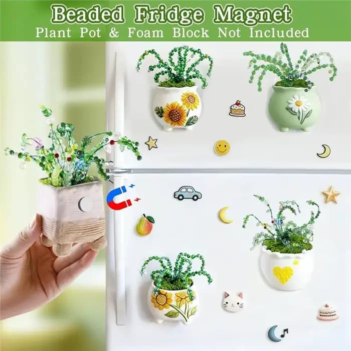 Kit de perles en verre vert BSEVB-5422 pour la création de plantes en perles