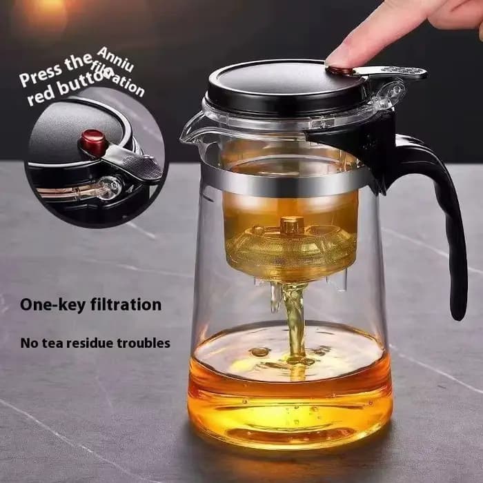 Théière créative en verre borosilicate de 750 ml avec filtre, grande capacité, pour la maison et le bureau, avec couvercle et tasse flottante pour un thé parfait