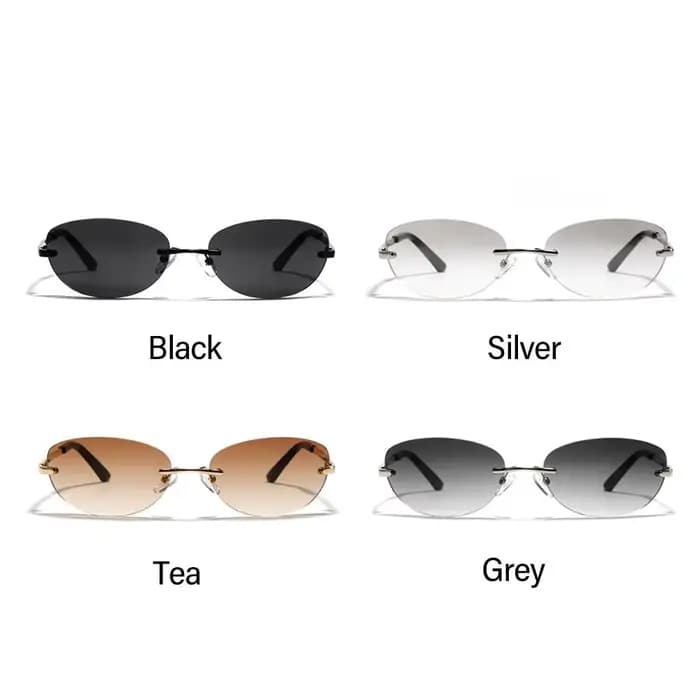 Lunettes de soleil ovales sans monture pour femmes