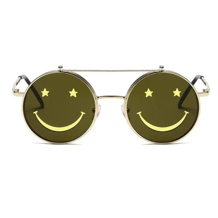 Lunettes de soleil rabattables à visage souriant pour femmes