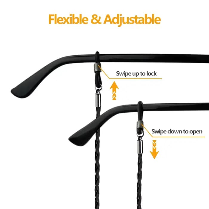 Cordon à lunettes 3 pièces en PU tressé à la main
