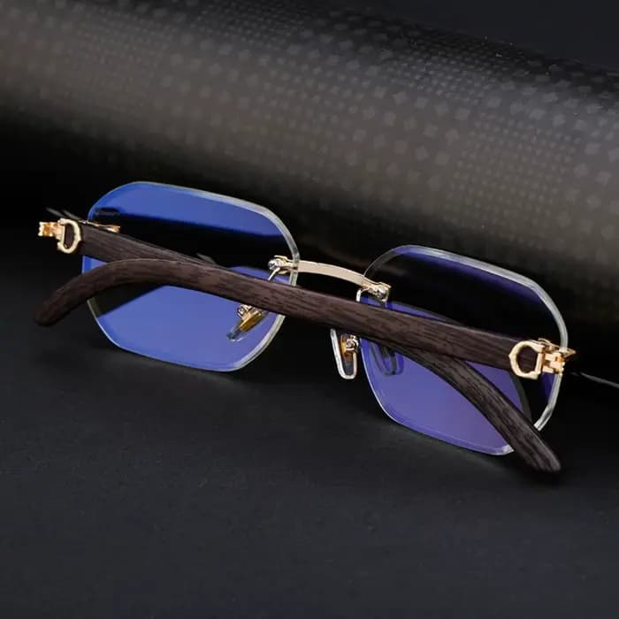 Lunettes de soleil sans monture effet bois