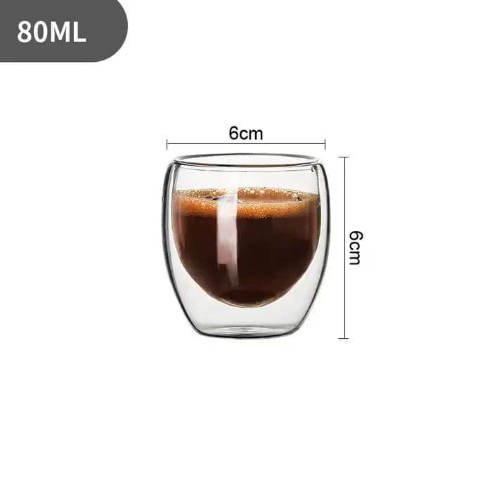 Tasse en verre isolée Double couche de 80ml, 2 à 6 pièces, verre à haute teneur en Borosilicate, tasse à café, lait, thé, Restaurant, verres ménagers, cadeau