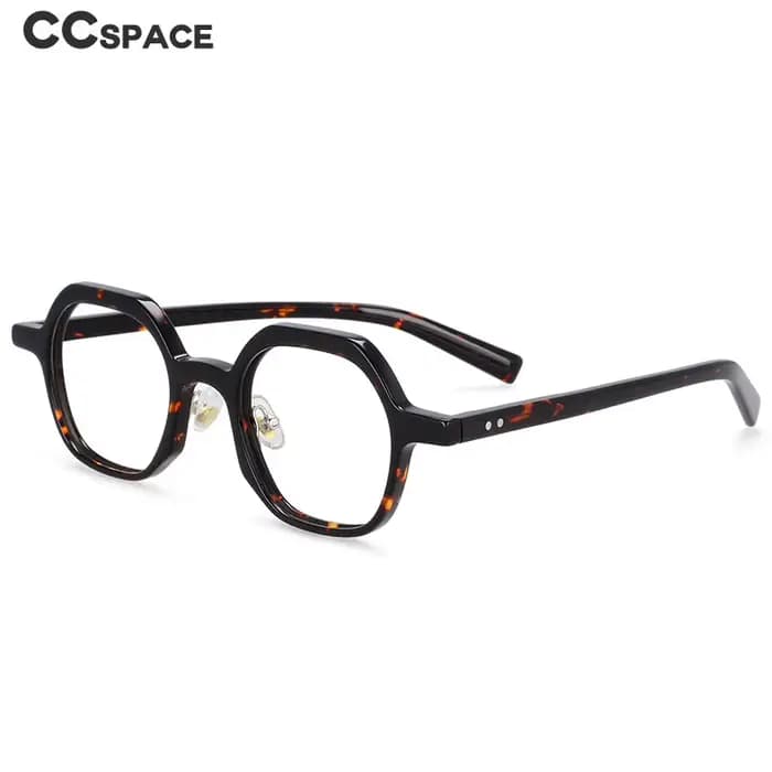 Lunettes optiques en acétate de léopard polygone pour hommes et femmes