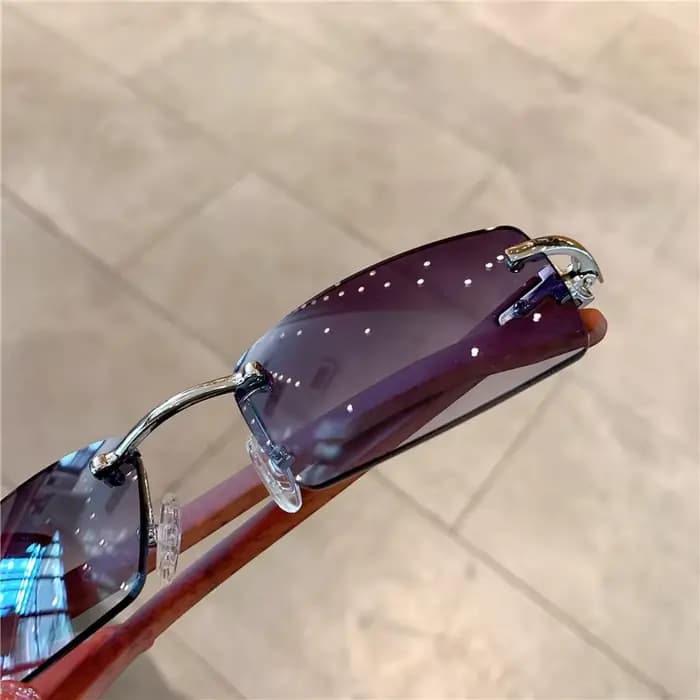 KAMMPT lunettes de soleil sans monture pour hommes femmes motif en bois marque de luxe rétro