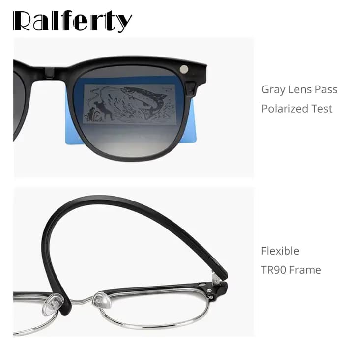 Ralferty aimant lunettes de soleil hommes femmes 2025 marque de luxe mâle polarisé UV400 haute qualité 5 en 1 Clip sur