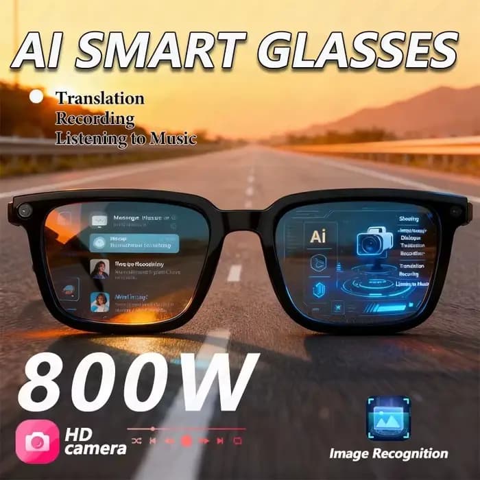 Lunettes Intelligentes AIMB-S1 avec Traduction IA, Caméra HD 8MP, Enregistrement d'Images et Conversations 4K, Lecture de Musique – Nouveauté