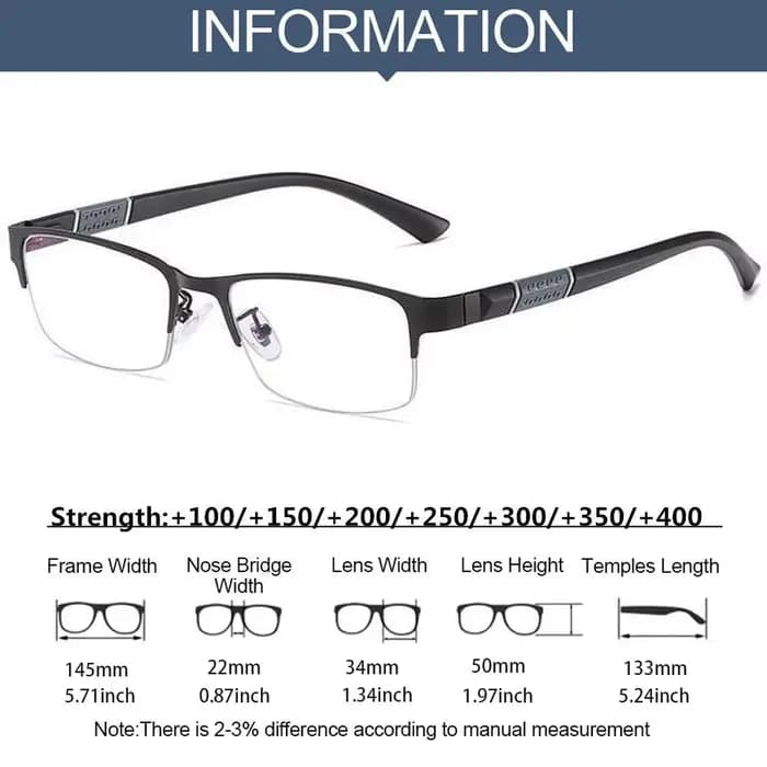 Lunettes de lecture anti-lumière bleue en métal pour hommes