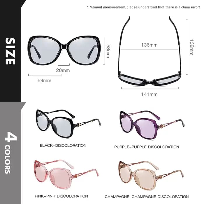 Mode surdimensionné lunettes de soleil photochromiques