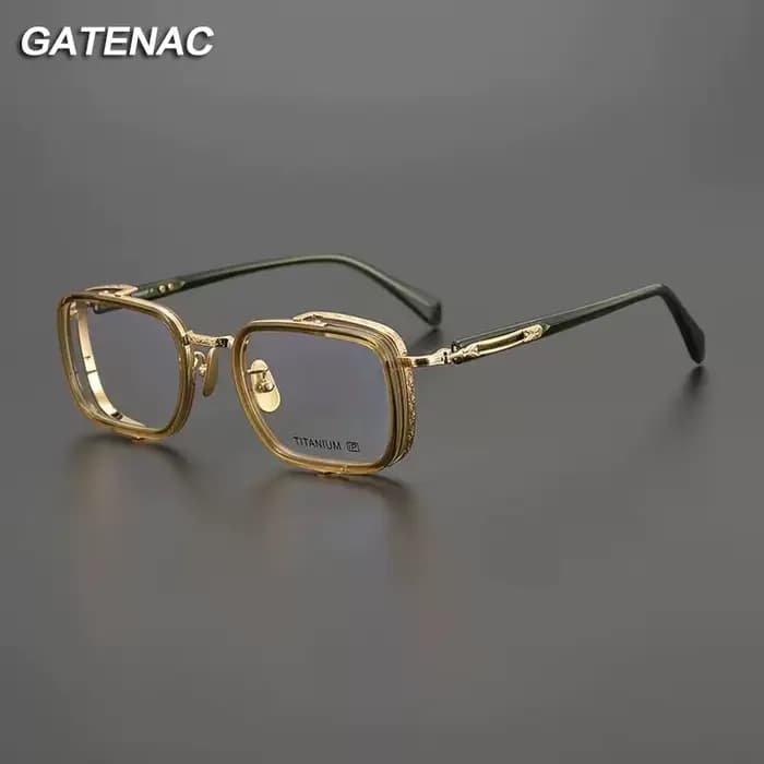 Vintage acétate titane lunettes cadre hommes carré Prescription myopie