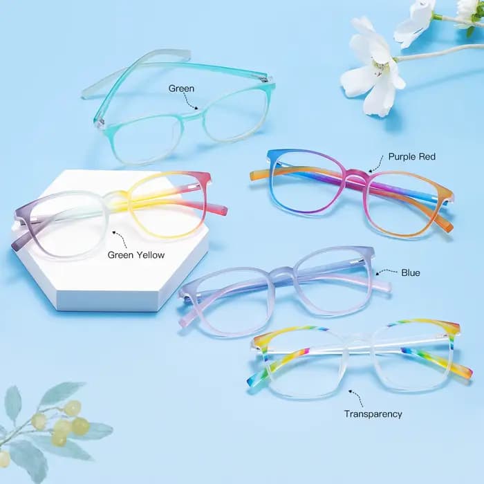 Lunettes de vue souples TR90 transparentes colorées pour femmes