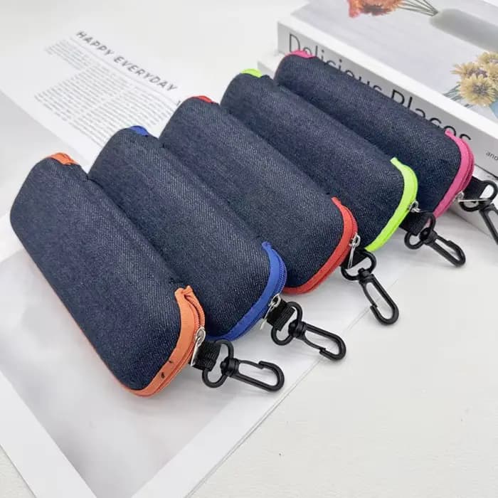 Boîte à lunettes en tissu Denim à la mode