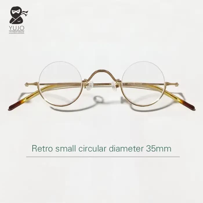 Monture de lunettes demi-cercle dorée en métal