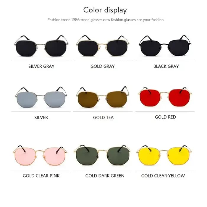 Lunettes de soleil hexagonales tendance pour femmes et hommes 2026 – Monture carrée en métal