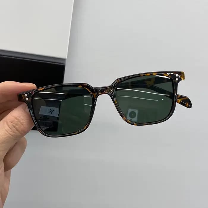 Léopard vert foncé carré lunettes De soleil homme conduite nuances mâle
