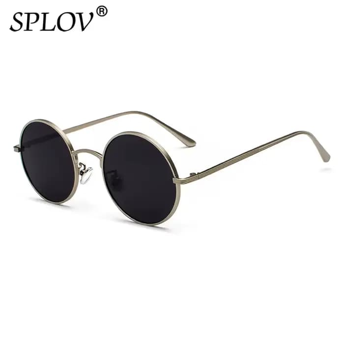 SPLOV rétro Style Punk hommes lunettes de soleil femmes Vintage rond cadre en métal lentille colorée