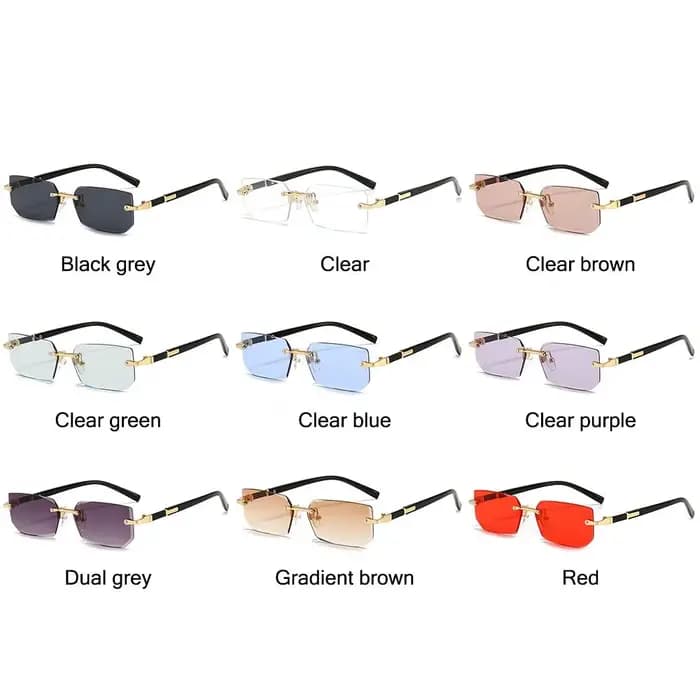 Lunettes de soleil rectangulaires sans monture pour hommes et femmes