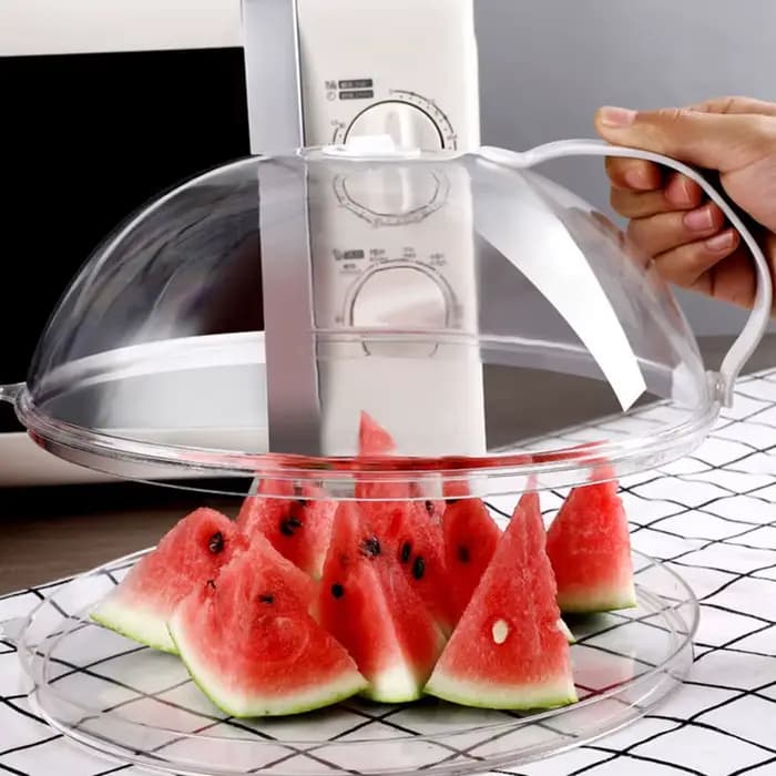 Protection anti-éclaboussures pour micro-ondes : Protection anti-éclaboussures transparente épaissie (avec poignée) – Couvercle alimentaire pour assiettes