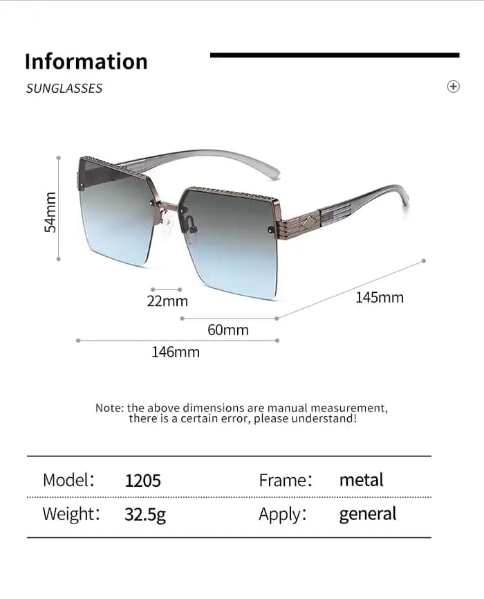 Nouveau demi-monture carré Protection UV lunettes de soleil à la mode unisexe Style de rue