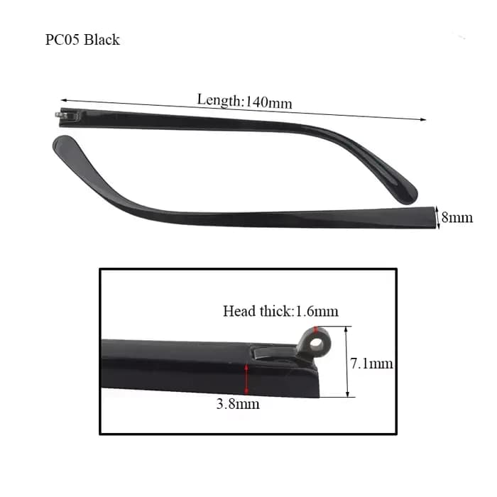 1 paire de branches de lunettes en plastique PC