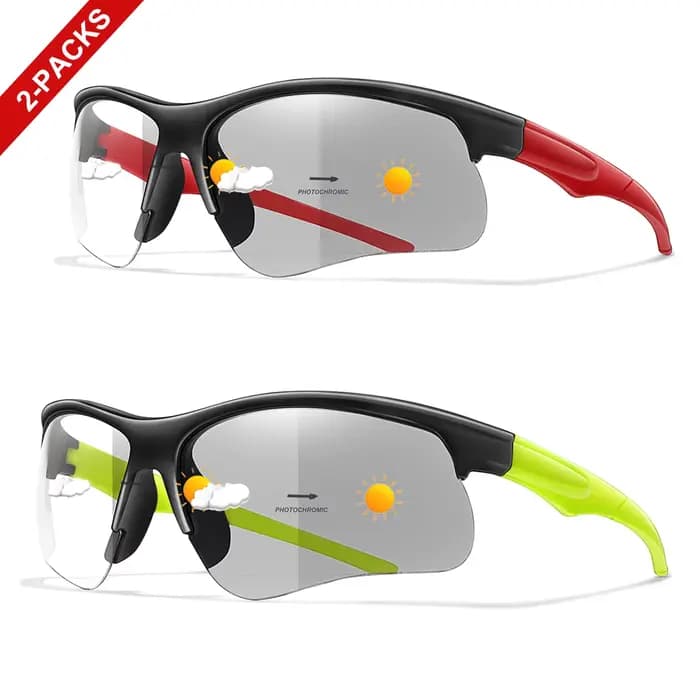 2 paires de lunettes de soleil photochromiques à la mode pour hommes et femmes