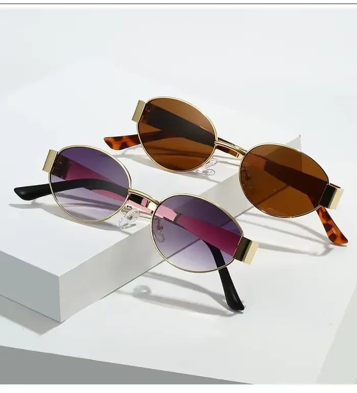 Lunettes de soleil unisexes de luxe en métal