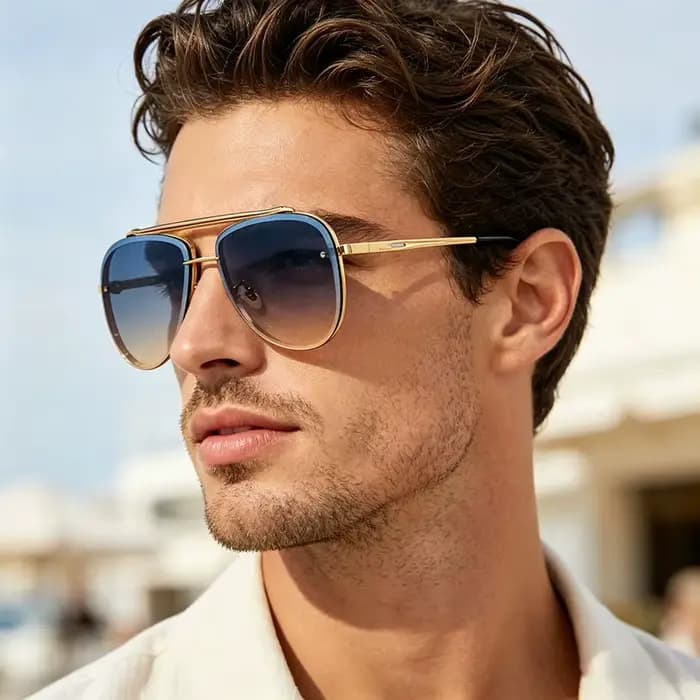 Lunettes de soleil tendance à double monture avec grandes montures